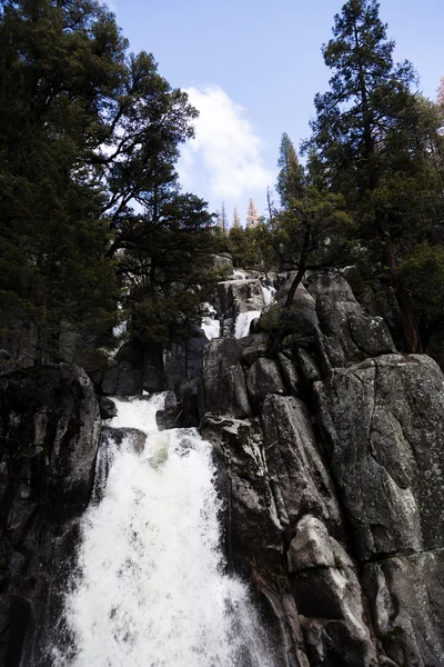 Waterfall With Blue Sky White Clouds Green Trees — Stock Photo, Image