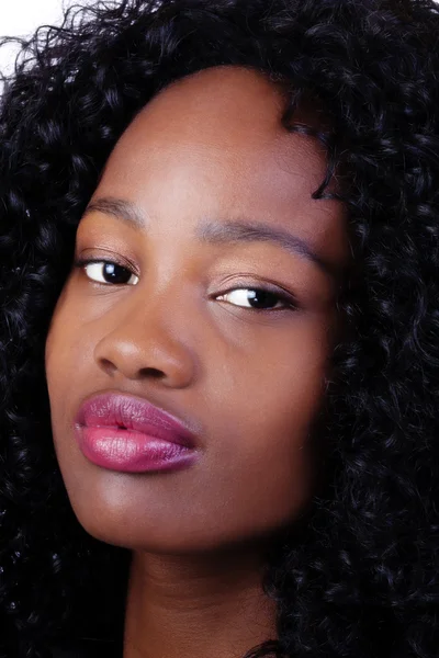 Closeup Portrait Attractive African American Teen Woman — Stock Photo, Image