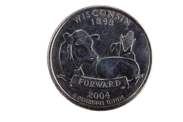 Tail Side Of Wisconsin Quarter Closeup Coin — Stock Photo, Image