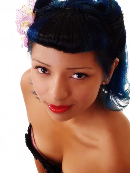 Retrato Jovem Latina Mulher de cima nua ombros — Fotografia de Stock