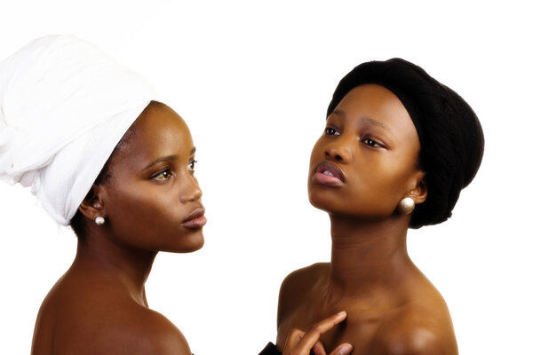 Portrait Of Two Black Sisters In Head Scarves