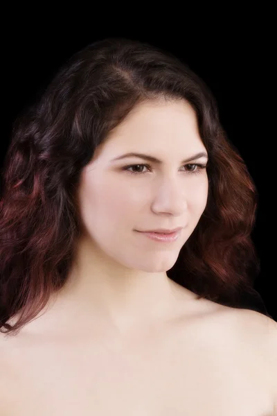 Bare Shoulder Portrait Attractive Brunette Caucasian Woman — Stock Photo, Image
