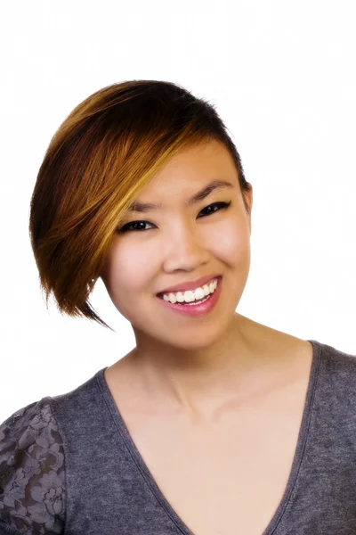 Uśmiechający się atrakcyjny Asian American kobieta portret sweter — Zdjęcie stockowe