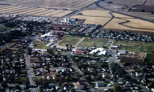 Aerial View Northern California Rural Community And Fields — Stock Photo, Image