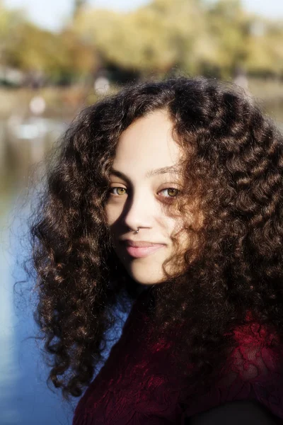 Outdoor Portrait Mixed Heritage Woman Sacramento River — Stock Photo, Image