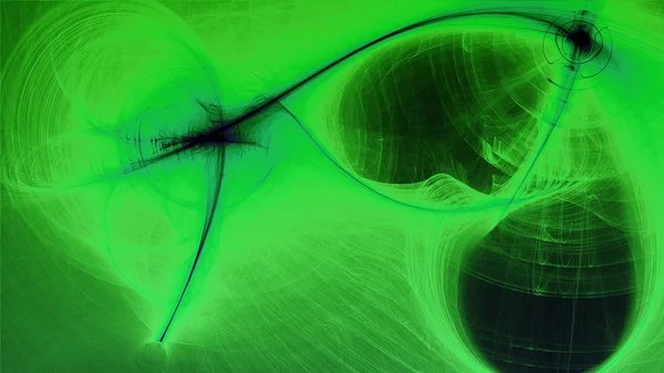 Linhas de fundo abstratas curvas e partículas verde roxo — Fotografia de Stock