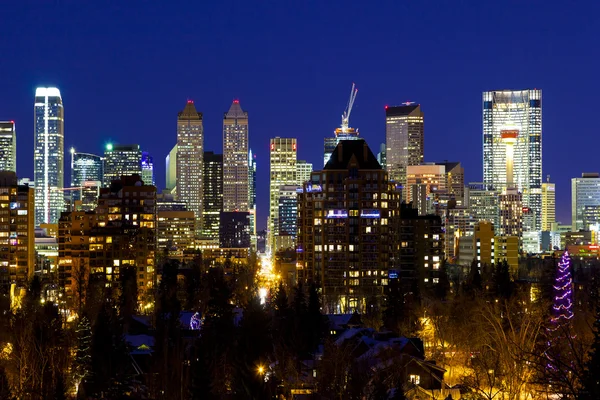 Calgary v noci - Kanada — Stock fotografie