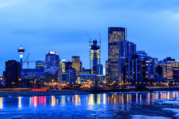 Calgary nacht Panorama — Stockfoto