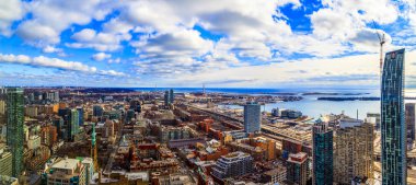 Panorama içinde Downtown Toronto havadan görünümü