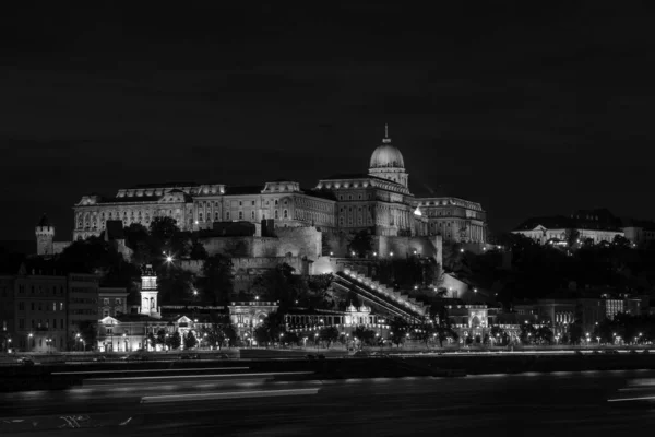 Imposing Buda Castle Night Castle Hill World Heritage Site — Stock Photo, Image