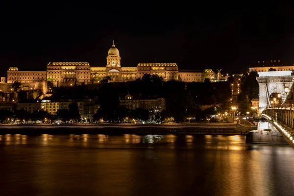 Imponente Castelo Buda Noite Castle Hill Património Mundial — Fotografia de Stock