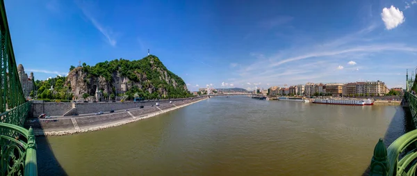 Budapest Magyarország Csodálatos Panoráma Erzsébet Hídra Dunával Budapest Harmadik Legújabb — Stock Fotó