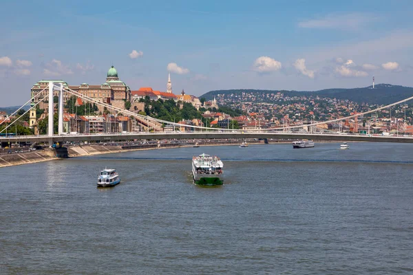 Budapest Hungary Magnificent Panoramic View Elisabeth Bridge River Danube Third — стоковое фото