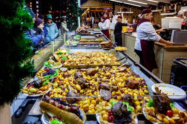 Budapest Magyarország December 2019 Karácsonyi Vásár Vorosmarty Téren Hart Budapest — Stock Fotó