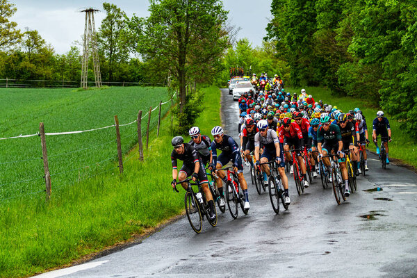 Hungary - MAY 13. 2021: The final stages of the "Tour de Hongrie 2021" bicycle race on the highways.  