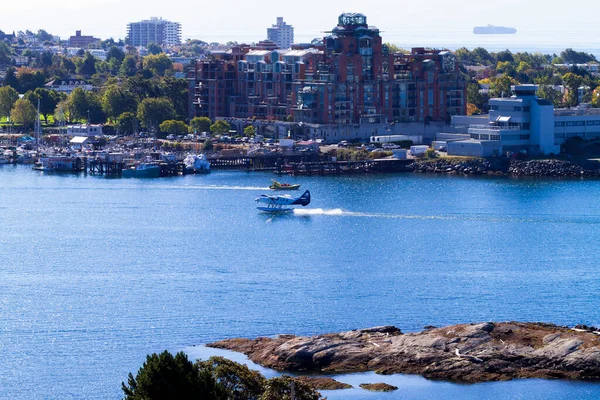 Victoria Canada Aug 2016 Limanda Yüzen Uçak Trafiği Ulaşım Çok — Stok fotoğraf