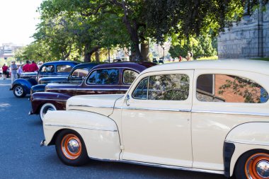 Victoria BC Canada 27 Ağustos 2017: Geleneksel Vancouver Adası Motor Toplantısı 'nda egzotik ithal otomobiller sergileniyor. 