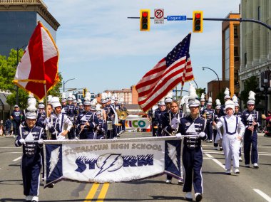 Victoria Canada - 22 Mayıs 17: Victoria 'nın en büyük geçit töreni ve Kanada ve ABD' den 100.000 'den fazla insan.