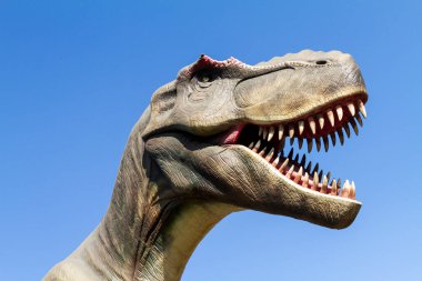 Büyük ağızlı bir dinozorun yakın plan fotoğrafı.