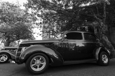 Victoria BC Canada - 27 Ağustos 2017: Geleneksel Vancouver Adası Motor Toplantısı 'nda egzotik ithal otomobiller sergileniyor. 