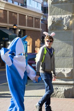 Victoria, Bristish Columbia, Canada - October 29, 2017: Unidentified participants dressed in character outfit at Wicked Victoria street festival.