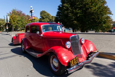 Victoria BC Canada - 27 Ağustos 2017: Geleneksel Vancouver Adası Motor Toplantısı 'nda egzotik ithal otomobiller sergileniyor. 