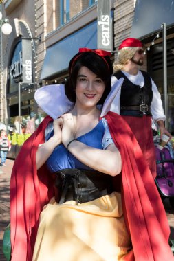Victoria, Bristish Columbia, Canada - October 29 2017: Unidentified participants dressed in character outfit at Wicked Victoria street festival.