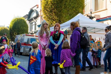 Victoria, Bristish Columbia, Canada - October 29, 2017: Unidentified participants dressed in character outfit at Wicked Victoria street festival.