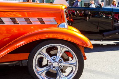 Victoria BC Canada - 27 Ağustos 2017: Geleneksel Vancouver Adası Motor Toplantısı 'nda egzotik ithal otomobiller sergileniyor. 