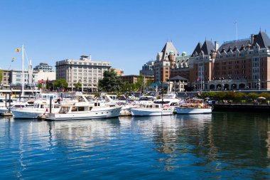 VICTORIA CANADA -EPTEMBER 4, 2016: Geleneksel Victoria Klasik Bot Festivali Kanada, ABD 'den birçok ev sahibi ve ziyaretçiyi cezbetti. Son günde sergilenen ve yelken açan birçok el işi var...