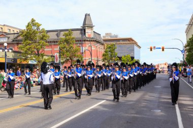 Victoria Canada - May 22,2017: Unidentified Marching Band in Victoria Day Parade along Douglas Street. This is Victoria's largest parade and attracting well over 100,000 people from Canada and USA.