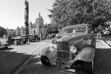 Victoria BC Canada - 27 Ağustos 2017: Geleneksel Vancouver Adası Motor Toplantısı 'nda egzotik ithal otomobiller sergileniyor. 