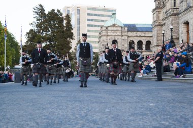 Victoria Canada - May 20,  2017: Victoria's Highland Games and Celtic Festival kicks off with a Band Parade. This is an annual festival and brings young and old for the next 3 days.