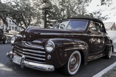 Victoria BC Canada - 27 Ağustos 2017: Geleneksel Vancouver Adası Motor Toplantısı 'nda egzotik ithal otomobiller sergileniyor. 