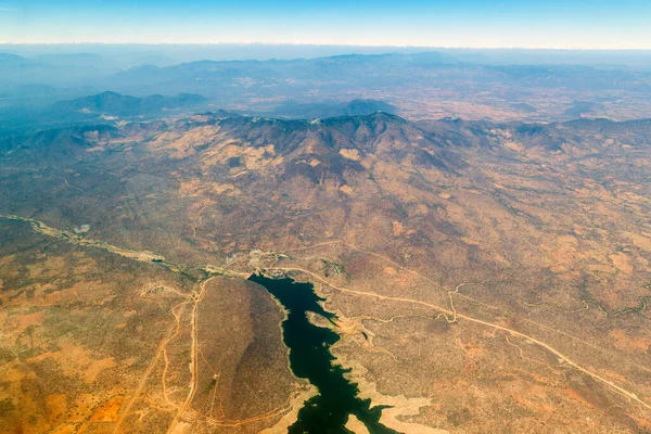 Aerial View Mountains River Daytime — Stock Photo, Image