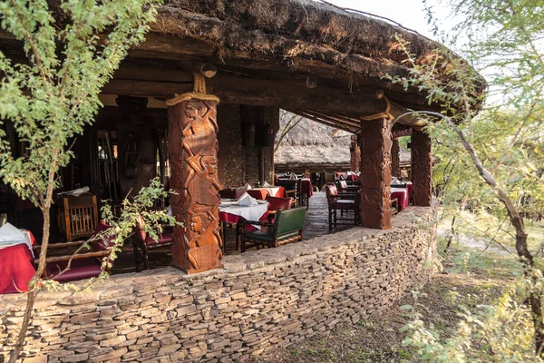 Sopa Lodge Serengeti Tanzania Mayo 2013 Recepción Turística Cabaña Gastronómica — Foto de Stock