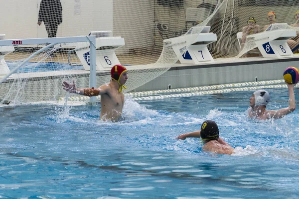 Competição Jogo Pólo Aquático Piscina — Fotografia de Stock