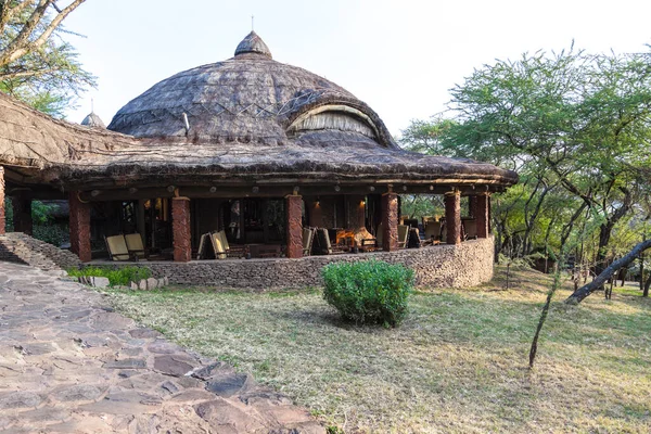 Sopa Lodge Serengeti Tanzania Mayo 2013 Recepción Turística Cabaña Gastronómica — Foto de Stock