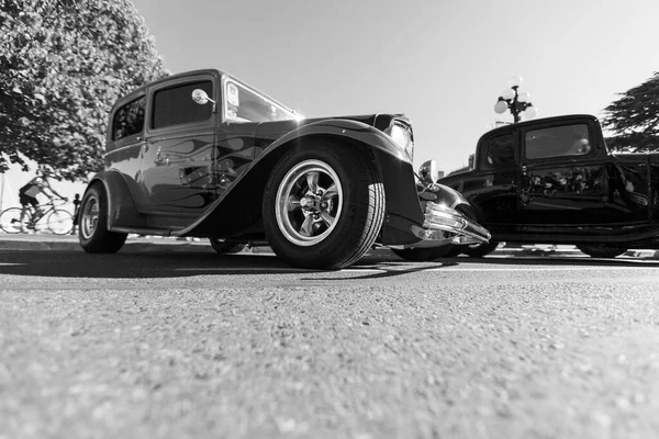 Szeged Hungary Aug 2021 Festival Rear Vintage Cars Including Commonist — Stock Photo, Image