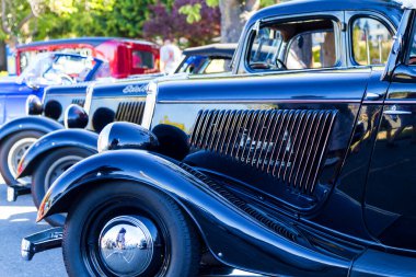 Victoria BC Canada 27 Ağustos 2017: Geleneksel Vancouver Adası Motor Toplantısı 'nda egzotik ithal otomobiller sergileniyor. 