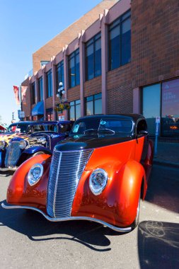 Victoria BC Canada - 27 Ağustos 2017: Geleneksel Vancouver Adası Motor Toplantısı 'nda egzotik ithal otomobiller sergileniyor. 