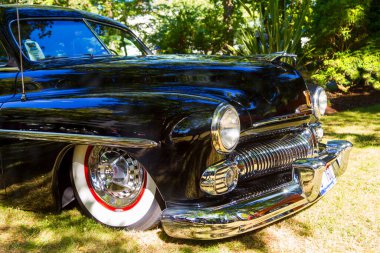 Victoria BC Canada 27 Ağustos 2017: Geleneksel Vancouver Adası Motor Toplantısı 'nda egzotik ithal otomobiller sergileniyor.