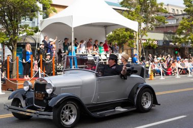 Victoria BC Canada - 27 Ağustos 2017: Geleneksel Vancouver Adası Motor Toplantısı 'nda egzotik ithal otomobiller sergileniyor. 