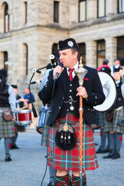 Victoria Canada - May 20,  2017: Victoria's Highland Games and Celtic Festival kicks off with a Band Parade. This is an annual festival and brings young and old for the next 3 days.