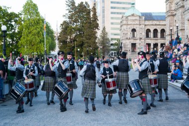 Victoria Canada - May 20,  2017: Victoria's Highland Games and Celtic Festival kicks off with a Band Parade. This is an annual festival and brings young and old for the next 3 days.