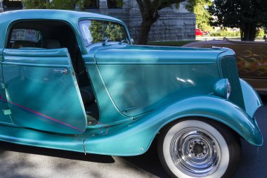 Victoria BC Canada 27 Ağustos 2017: Geleneksel Vancouver Adası Motor Toplantısı 'nda egzotik ithal otomobiller sergileniyor. 