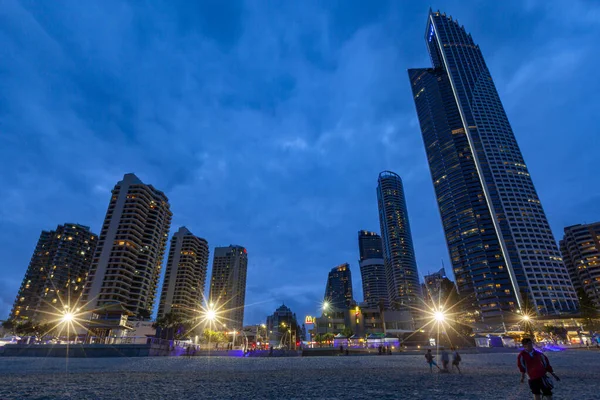 Surfers Paradise Austrália Fevereiro 2019 Vista Surfers Paradise Noite Praia — Fotografia de Stock