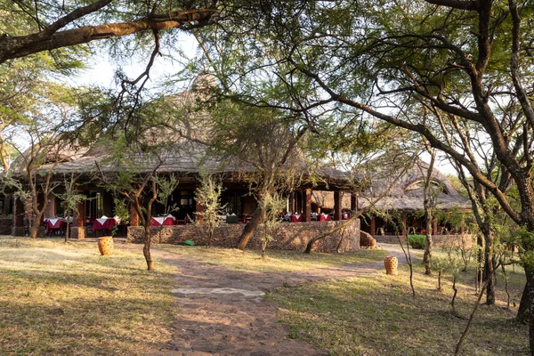 Sopa Lodge Serengeti Tanzania Května 2013 Turistické Recepce Jídelna Skvělý — Stock fotografie