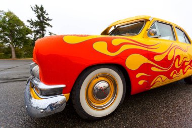 Victoria BC Canada - 27 Ağustos 2017: Geleneksel Vancouver Adası Motor Toplantısı 'nda egzotik ithal otomobiller sergileniyor.