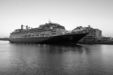 VICTORIA, BC, CANADA - JUN 26, 2016: Cruise ships at night in Victoria. Ogden Point 